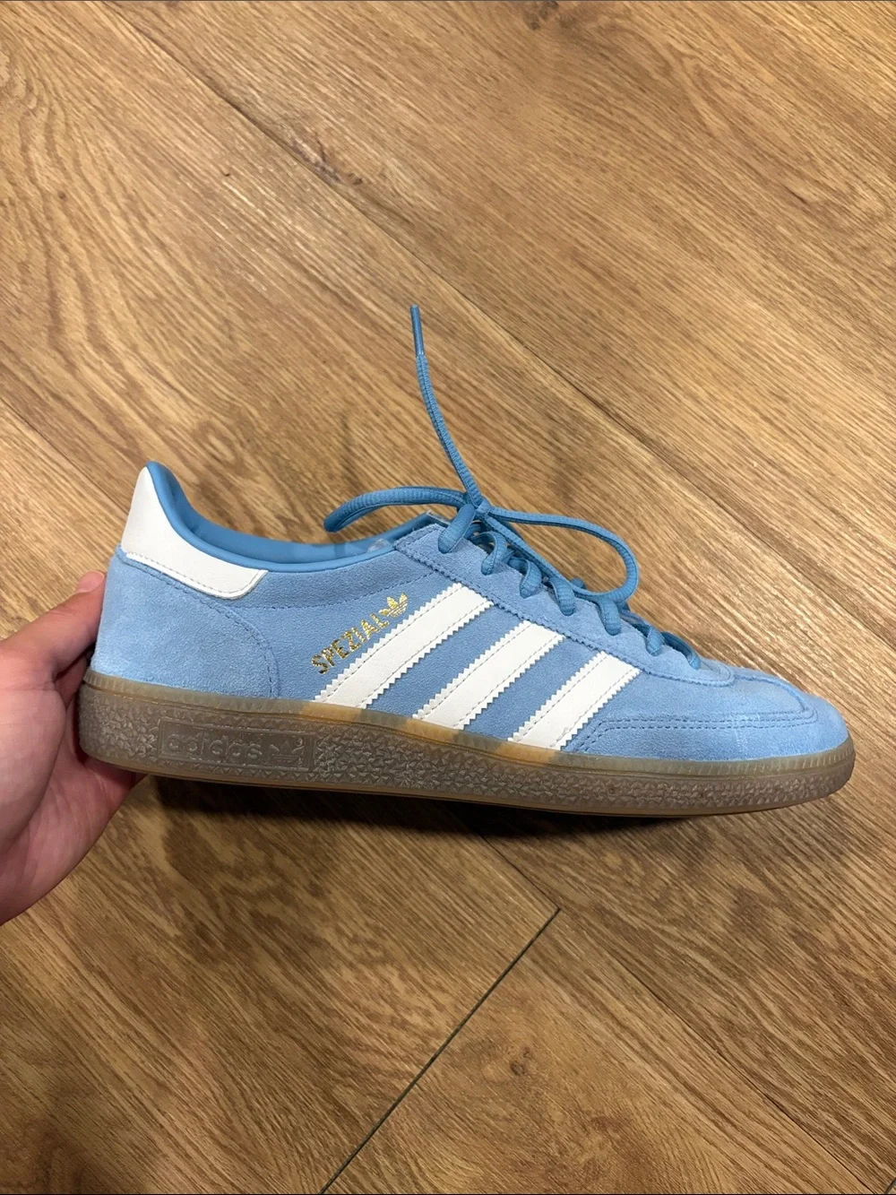 adidas Light Blue Suede Spezial Sneaker with White Stripes